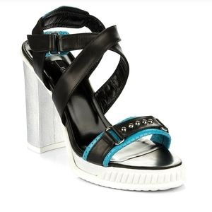 Genuine leather platform heels shoes